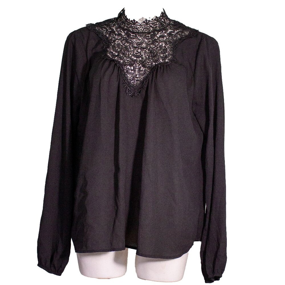Rue 21 Black Lace Detail Blouse Size Large